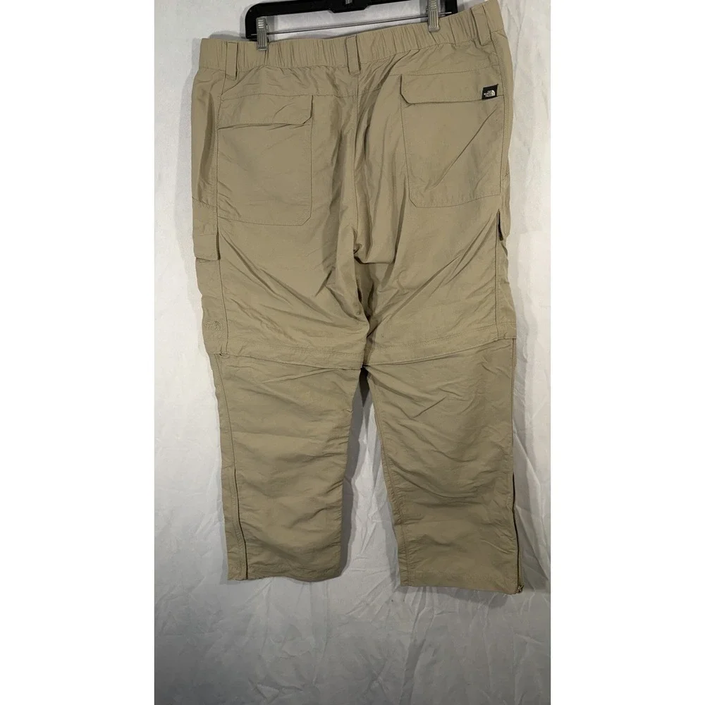 The North Face Convertible Cargo Belted Pants Mens XL Beige Work Hiking Outdoor‎